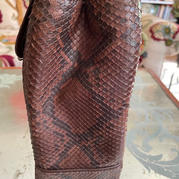 Lambertson Truex Boxcar Brown Python Handbag. - Picture 2 of 5